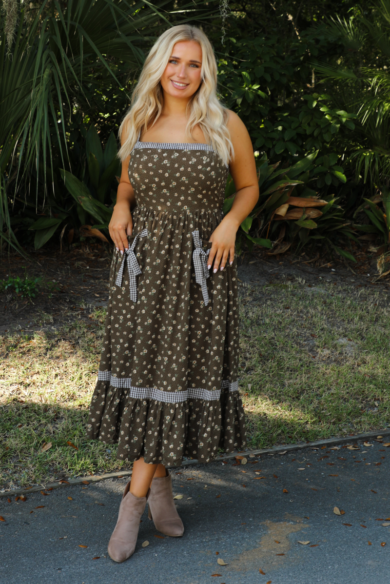 Play Your Part Maxi Dress: Brown/Multi