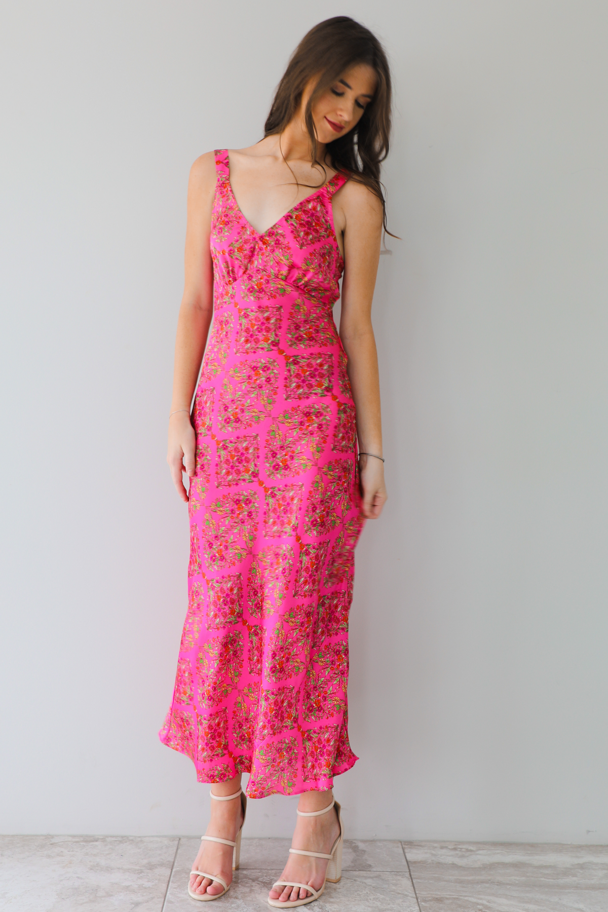 Stay There Maxi Dress: Magenta/Multi
