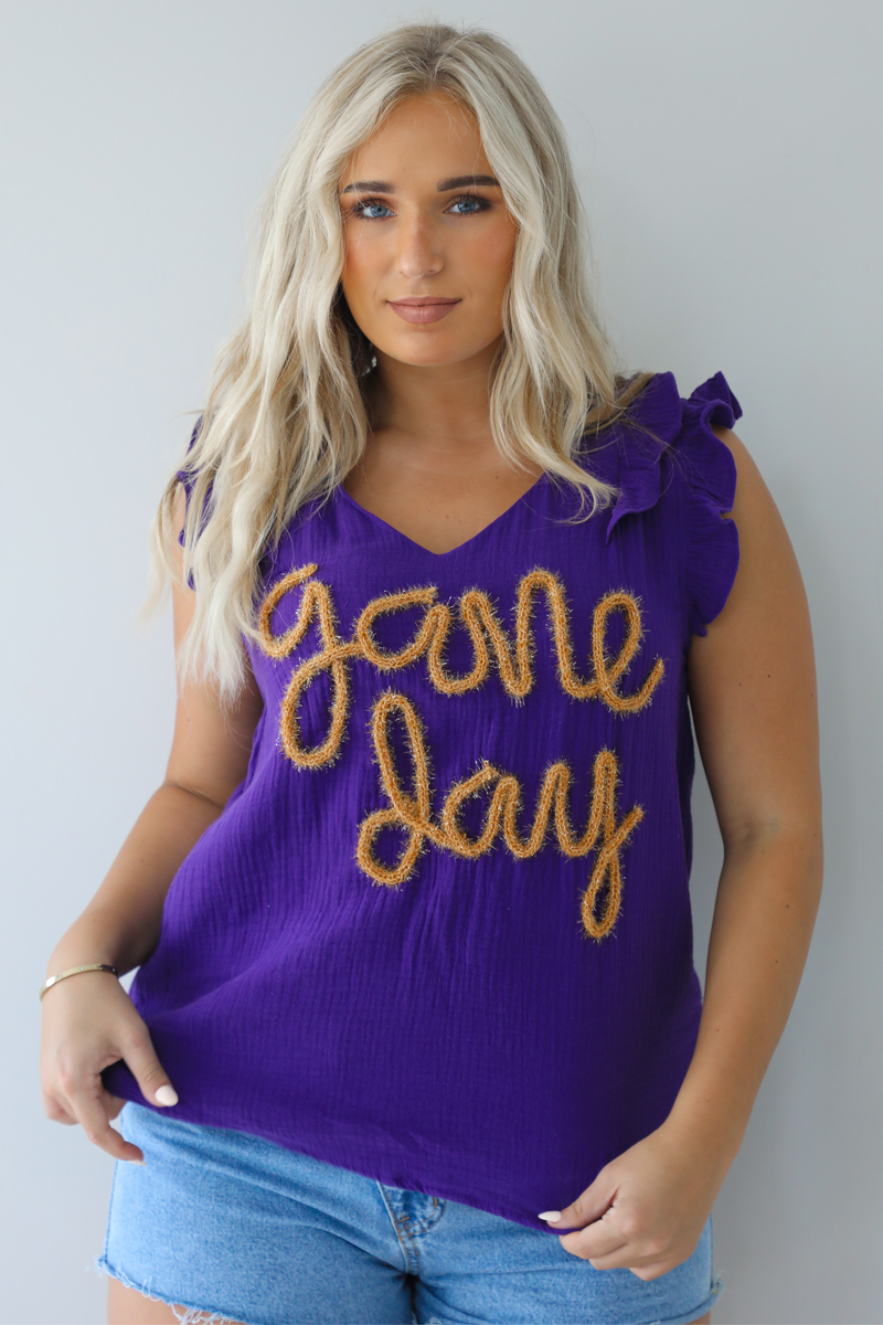 Game Day Blouse: Purple/Gold