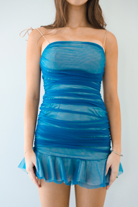 Thinking About Us Dress: Blue/Nude