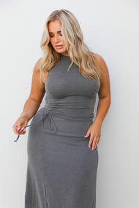 Carry You Midi Dress: Charcoal