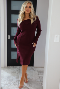 Think Of Me Midi Dress: Merlot