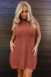 Say It Again Sweater Dress: Terracotta
