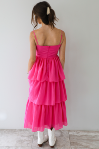 Snap Pictures Midi Dress: Fuchsia