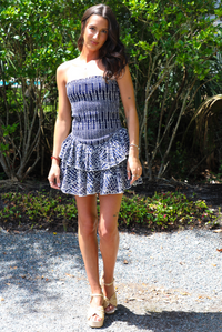 For So Long Dress: Navy/White