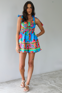 Down The Pier Romper: Blue/Multi