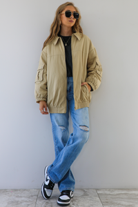 Oversized Cargo Jacket: Toffee