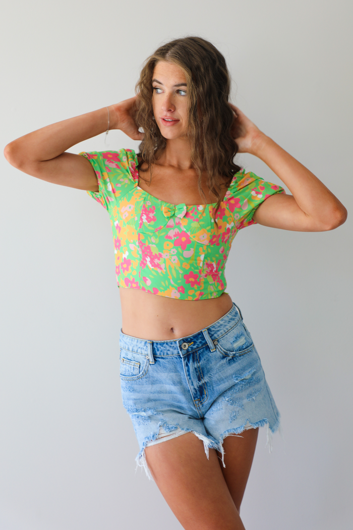RESTOCK: Out & About Top: Green/Multi