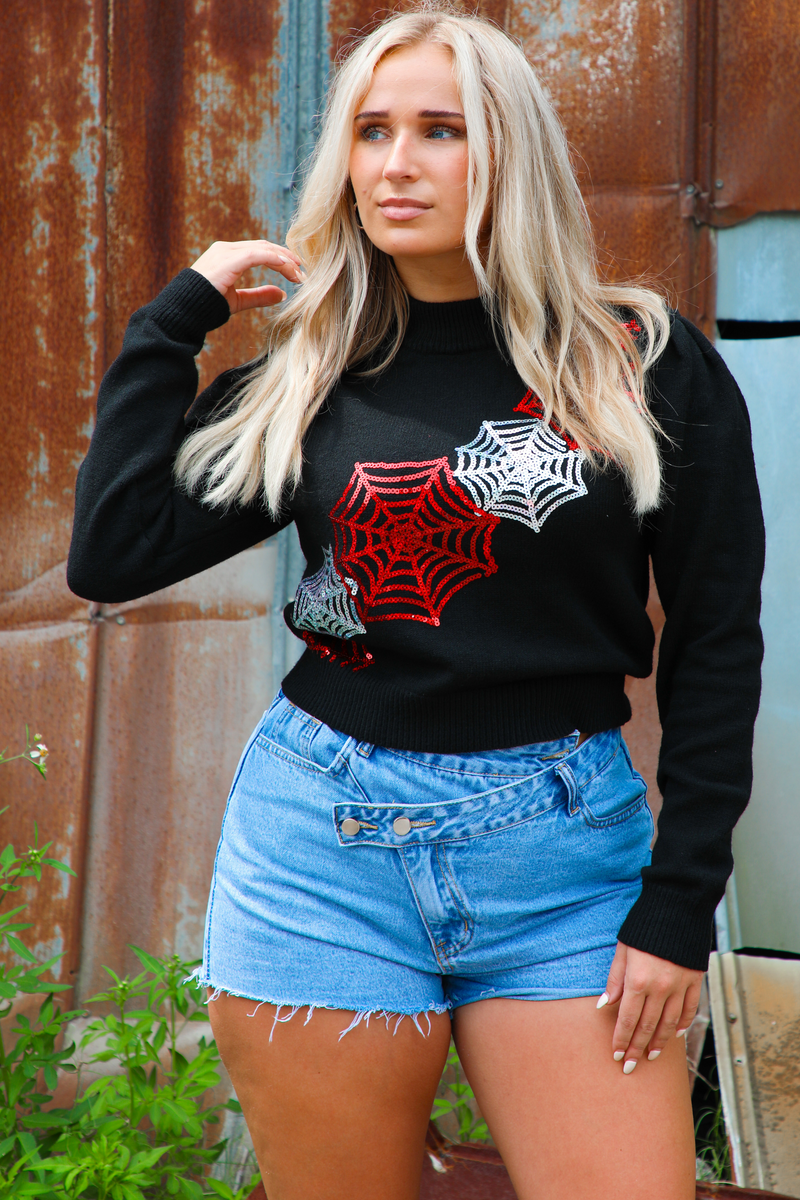 Spider Webs Sweater: Black/Multi