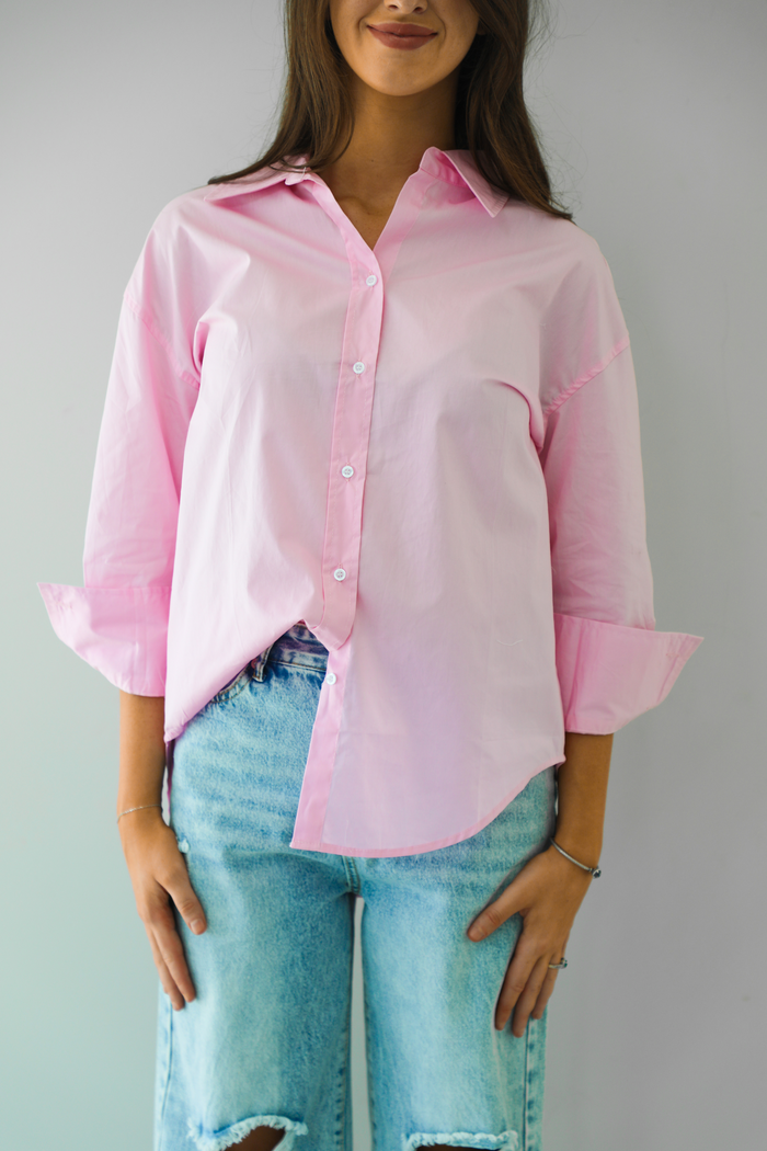 Searching For Fun Button-Down: Pink