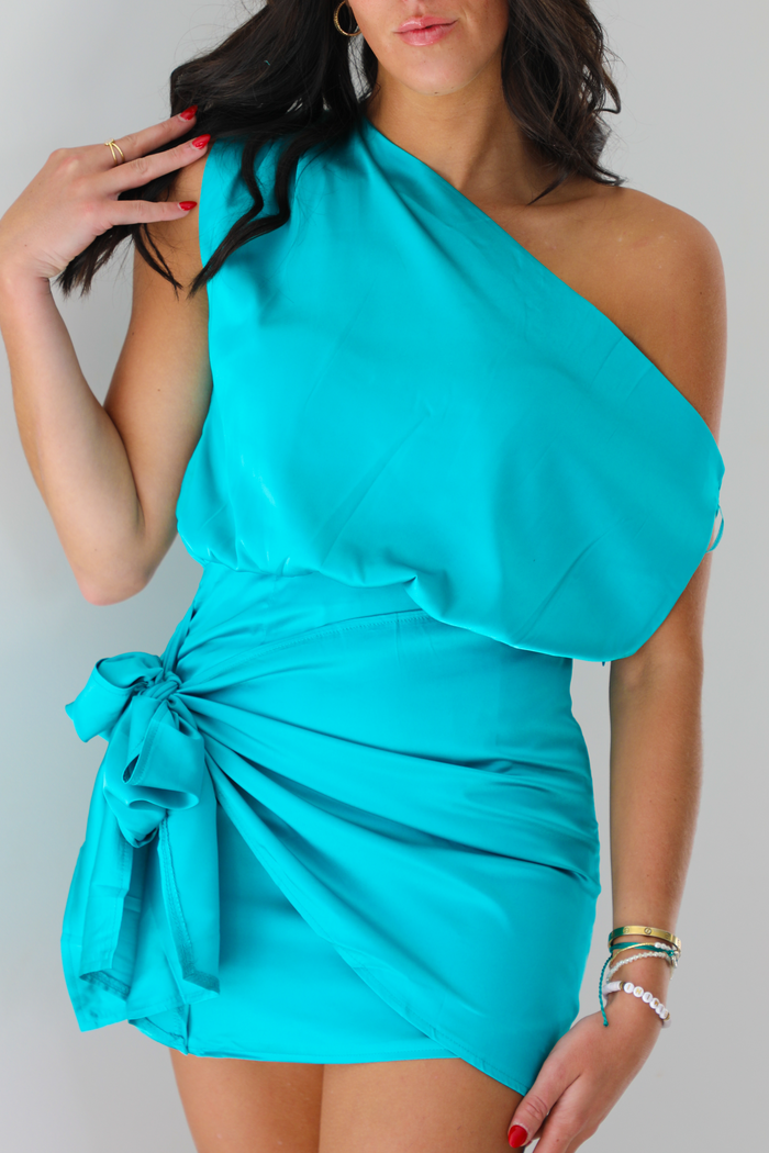 Asymmetrical Wrap Dress: Jade