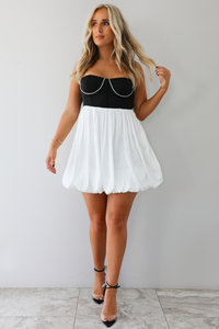 Want To Party Mini Dress: Black/White