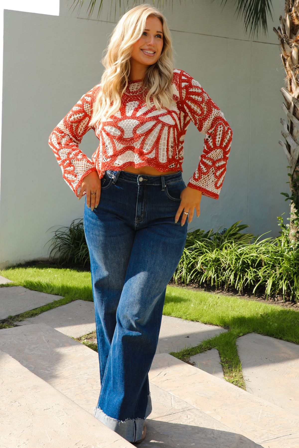 Simple Crochet Sweater: Orange/White