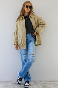 Oversized Cargo Jacket: Toffee