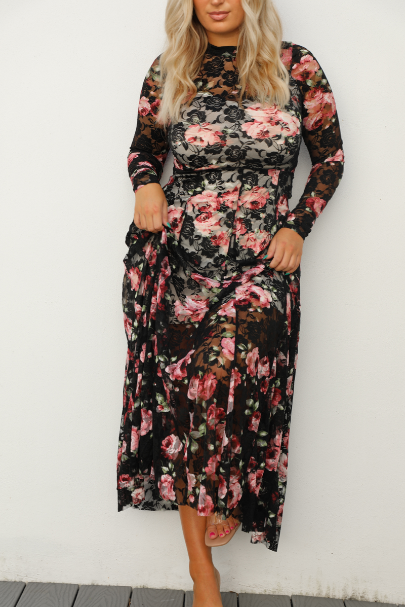 All For You Maxi Dress: Black/Multi