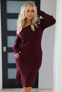 Think Of Me Midi Dress: Merlot