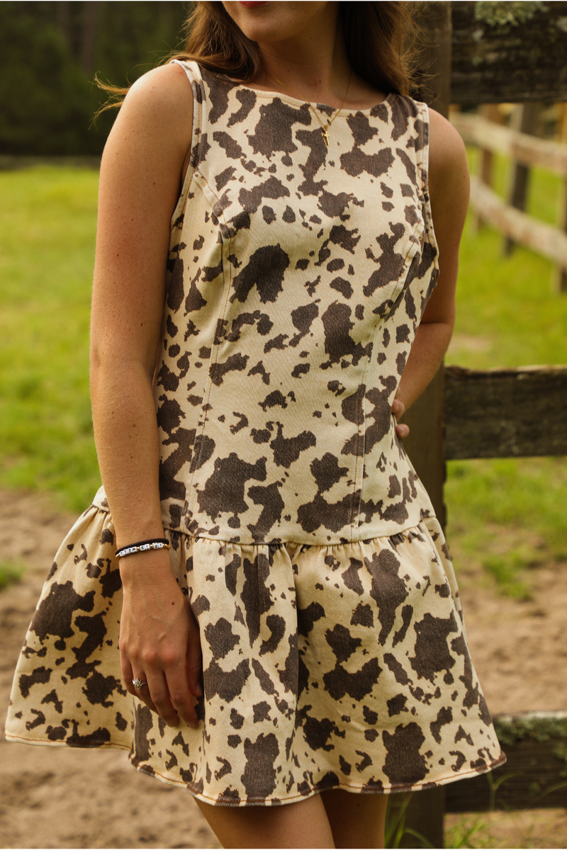 Look, Cows! Dress: Cream/Brown