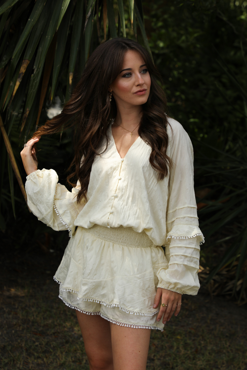 Just For You Romper: Ivory