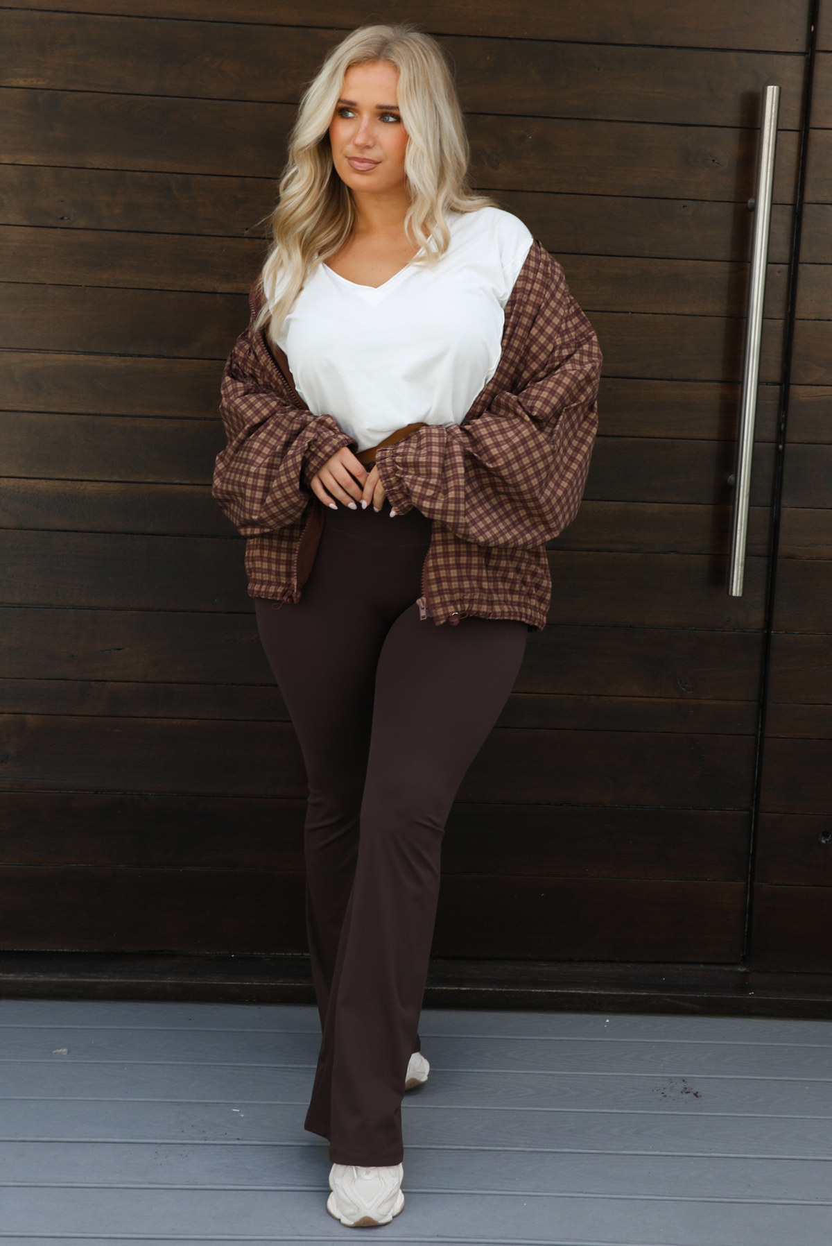 Rainy Days Zip-Up Jacket: Brown/Plaid