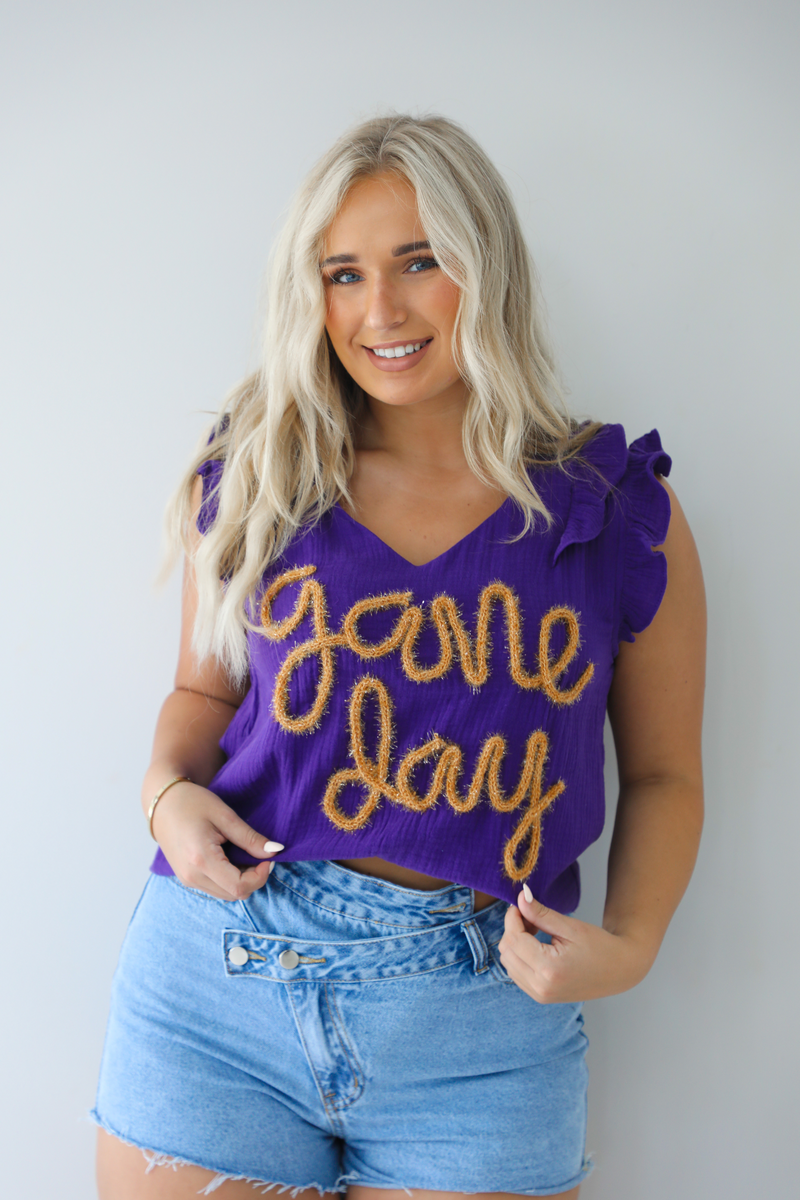 Game Day Blouse: Purple/Gold