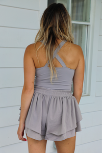 Now Or Never Romper: Grey