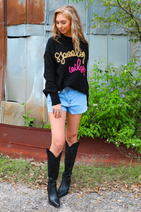 Let The Ghoul Times Roll Sweater: Black/Multi