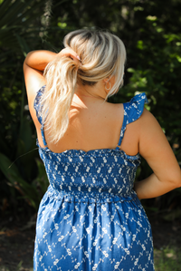 Hidden Meaning Maxi Dress: Denim/Cream