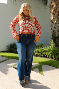 Simple Crochet Sweater: Orange/White