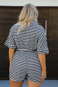Midtown Romper: Black/White