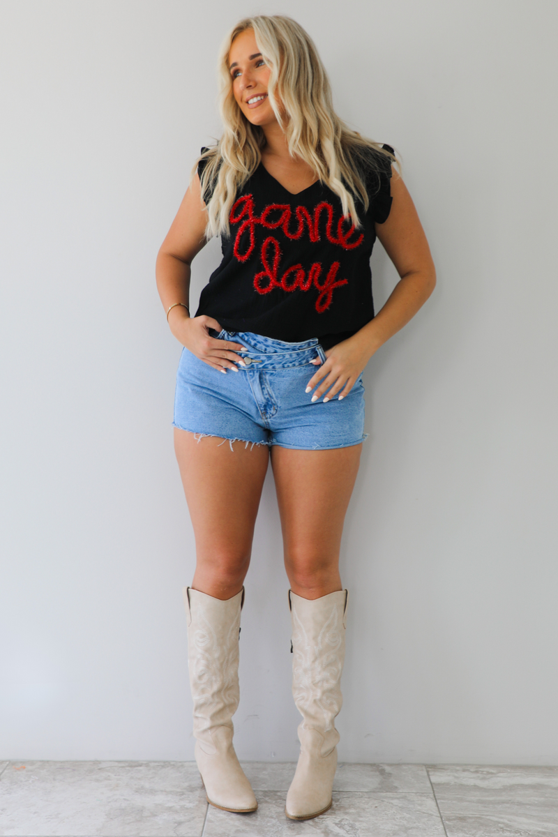 Game Day Blouse: Black/Red