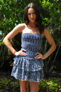 For So Long Dress: Navy/White