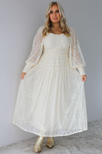 Through The Day Midi Dress: Cream