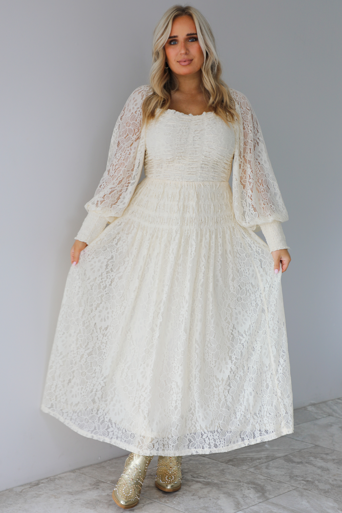 Through The Day Midi Dress: Cream