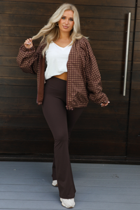 Rainy Days Zip-Up Jacket: Brown/Plaid