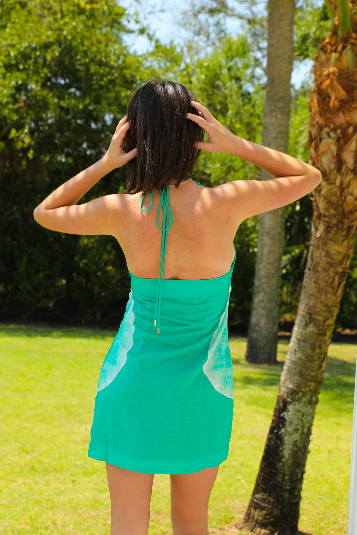At The Pier Dress: Green/White