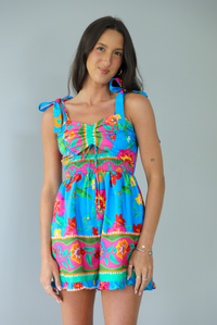 Down The Pier Romper: Blue/Multi