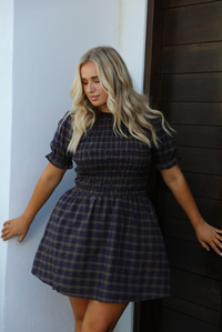 Simply Plaid Dress: Navy/Plaid