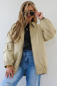Oversized Cargo Jacket: Toffee