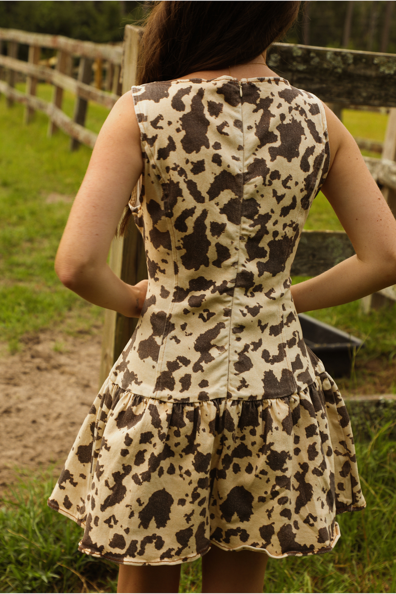 Look, Cows! Dress: Cream/Brown