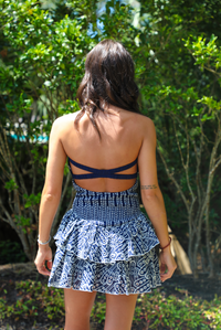 For So Long Dress: Navy/White