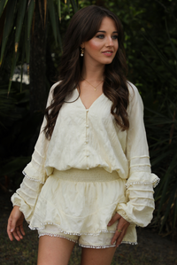 Just For You Romper: Ivory