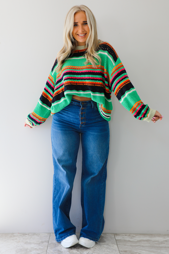 She's The Main Girl Sweater: Green/Multi