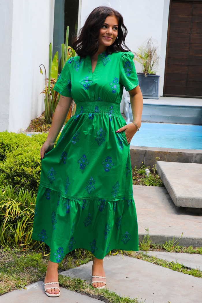 A Distant Memory Maxi Dress: Green/Multi