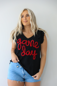 Game Day Blouse: Black/Red