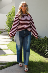 Someday Cardigan: Burgundy/Pink