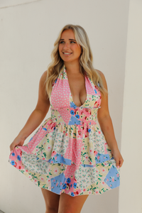 Summer Days Halter Dress: Pink/Multi