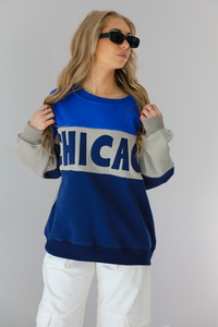 Chicago Letter Blocked Sweater: Blue/Multi