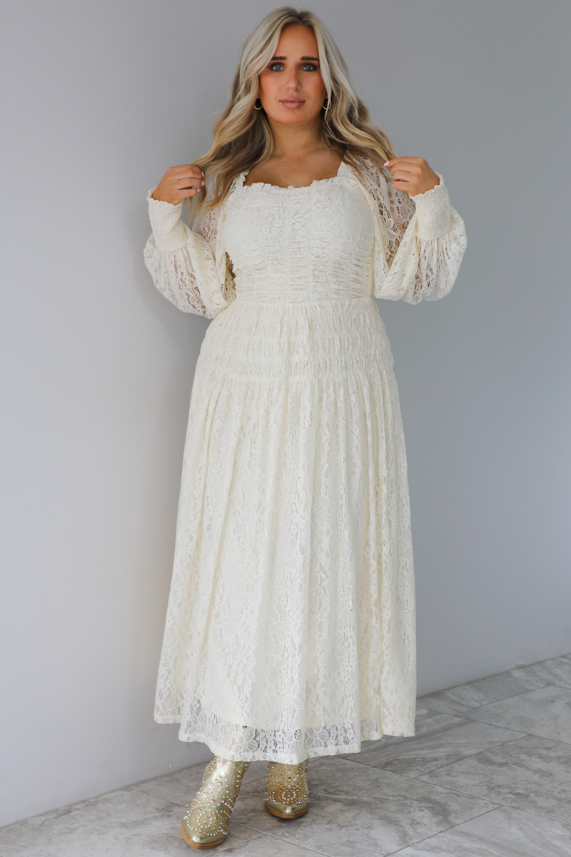 Through The Day Midi Dress: Cream