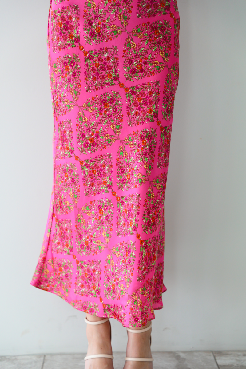 Stay There Maxi Dress: Magenta/Multi