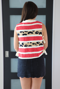 Surely Yours Sweater: Red/Leopard Multi